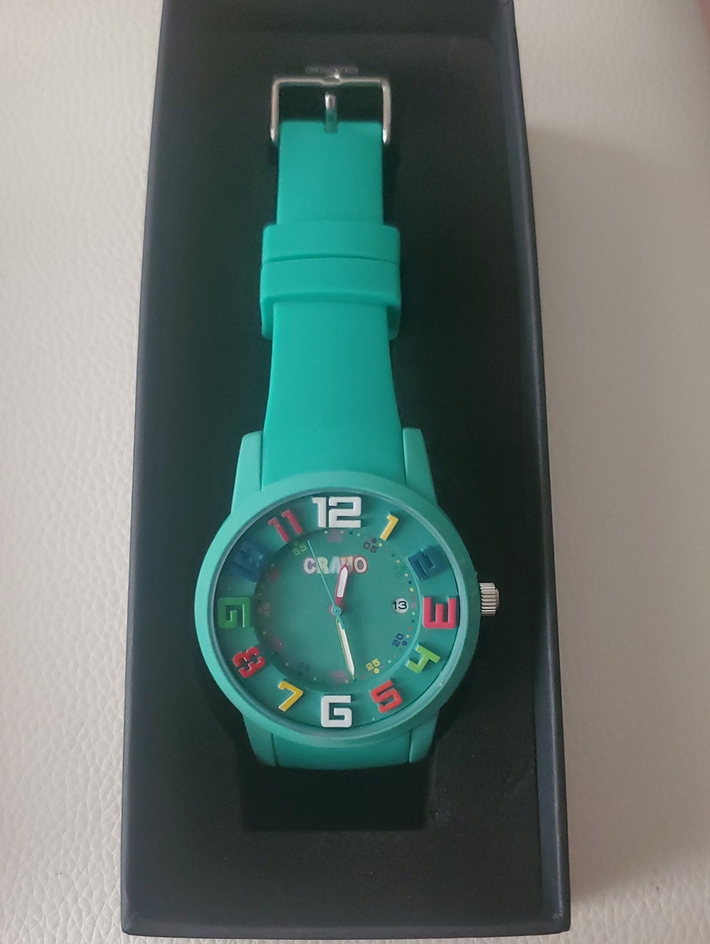 CRAYO Festival Teal Silicone Rainbow Number Watch, Unisex